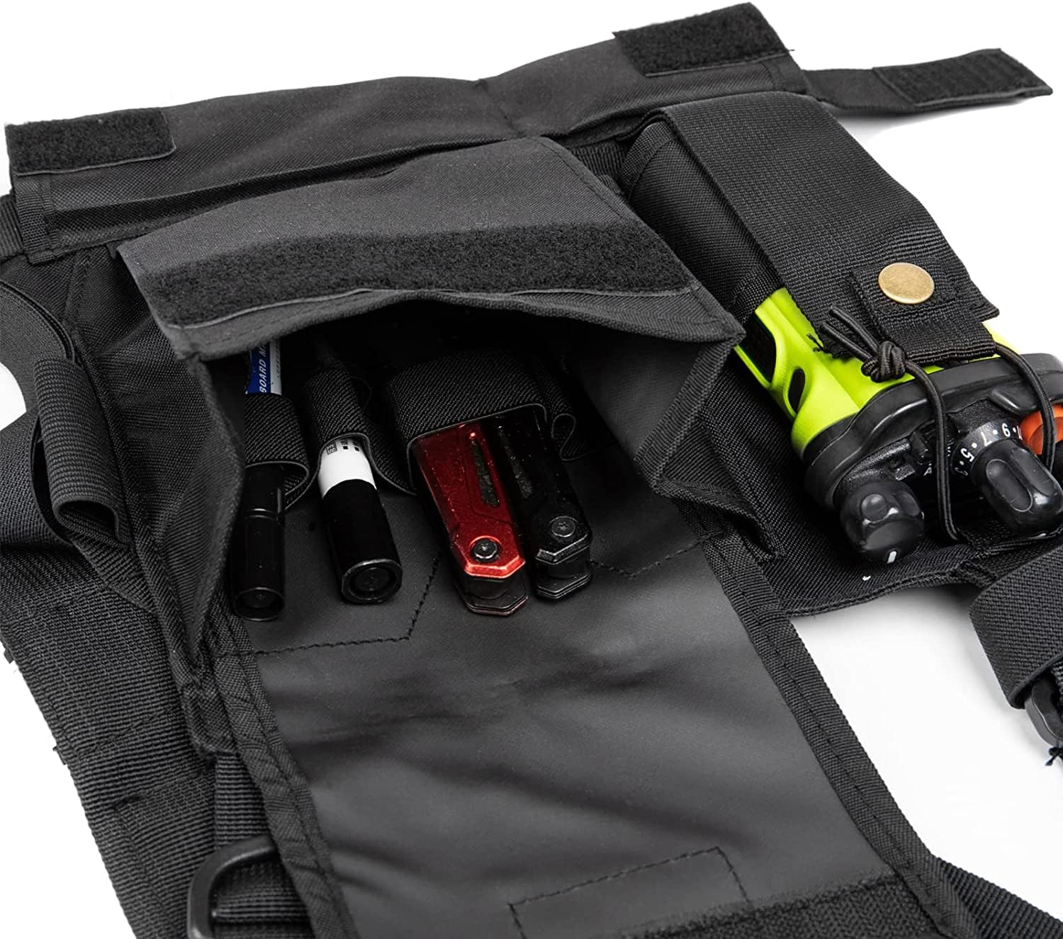 Reflective Radio Chest Harness Shoulder Holster with Front Pack Pouch - Compatible with Motorola, Midland, Kenwood, Baofeng, Retevis Two-Way Radios - Ideal for Security, Construction, Hiking & Outdoor Activities