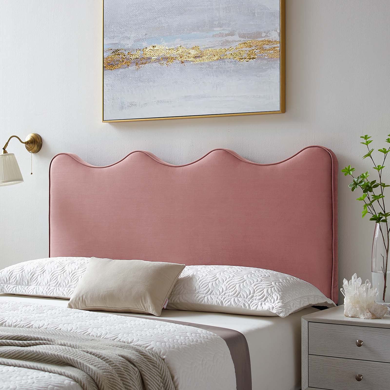 Modway Athena Performance Velvet Twin Headboard - Dusty Rose Upholstered Bed Frame Headboard for Girls Room, Teen Bedroom & Guest Room Decor