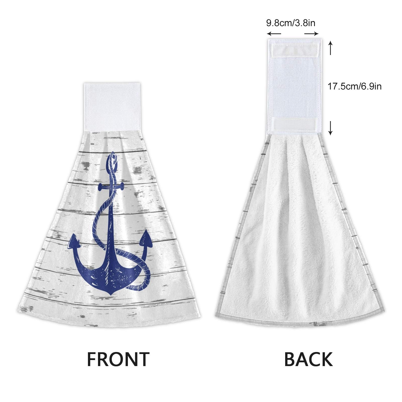 Boccsty Nautical Anchor Hanging Kitchen Towels Set of 2 - Wooden Planks with Starfish & Seashell Design - Hand & Bath Towels for Farmhouse, Tea Bar, Bathroom & Tabletop Decor - Perfect for Coastal, Beach & Rustic Home Styling