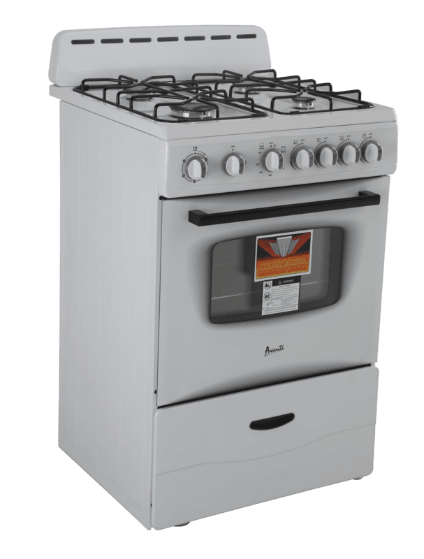 Avanti GR2414CW 24-Inch Gas Range - 4 Burner Compact Stove with Oven for Small Kitchens & Apartments - Perfect for Cooking, Baking & Family Meals