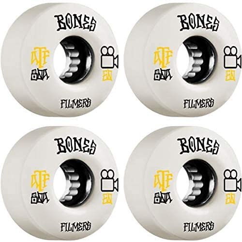 Bones Wheels Filmers ATF 80A Skateboard Wheels - High Performance Cruiser Wheels for Street & Park Skateboarding - Perfect for Smooth Rides & Tricks