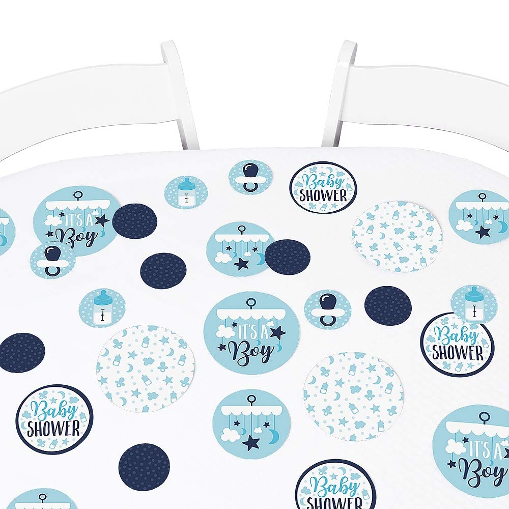 Big Dot of Happiness It's a Boy - Blue Baby Shower Giant Circle Confetti (27 Count) - Gender Reveal & Nursery Decorations - Perfect for Baby Showers, Birthday Parties and Gender Reveal Celebrations