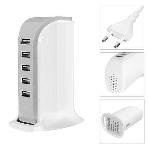 5-Port USB Charging Station 30W 6A Fast Wall Charger for Multiple Devices - Perfect for Travel, Home & Office Use with Phones, Tablets & More
