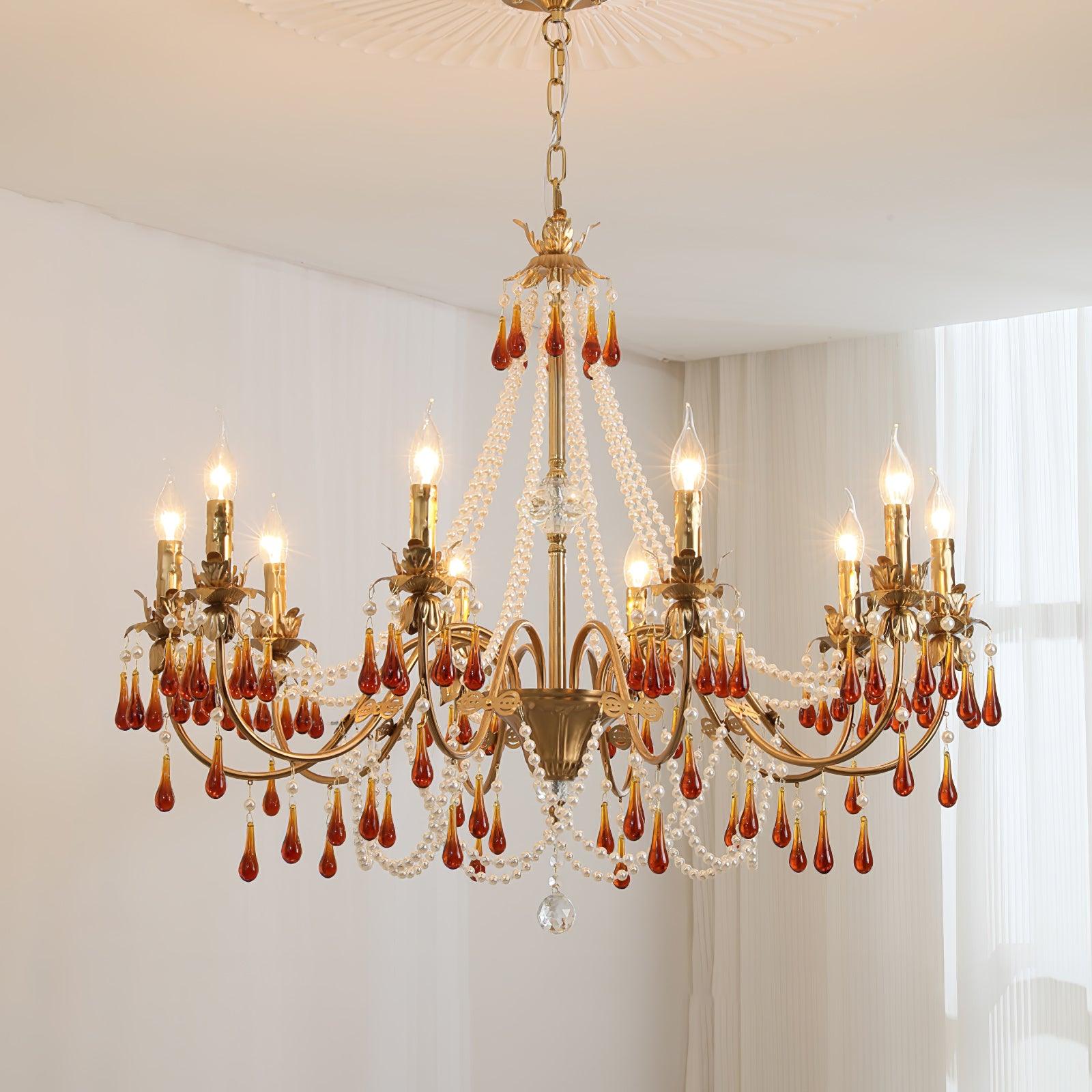 Luxury Aureate Amber Crystal Chandelier - Elegant Ceiling Light Fixture for Dining Room, Living Room & Bedroom Decor