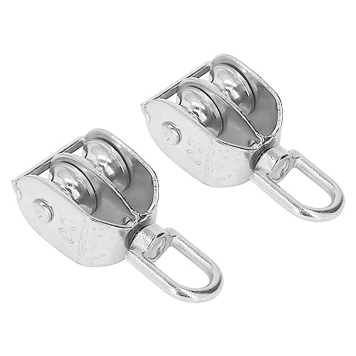Mrisata 2pcs U-Type M20 Double Pulley Roller Block - Stainless Steel 75kg Load Bearing Lifting Wheel for Marine, Construction, and Outdoor Activities