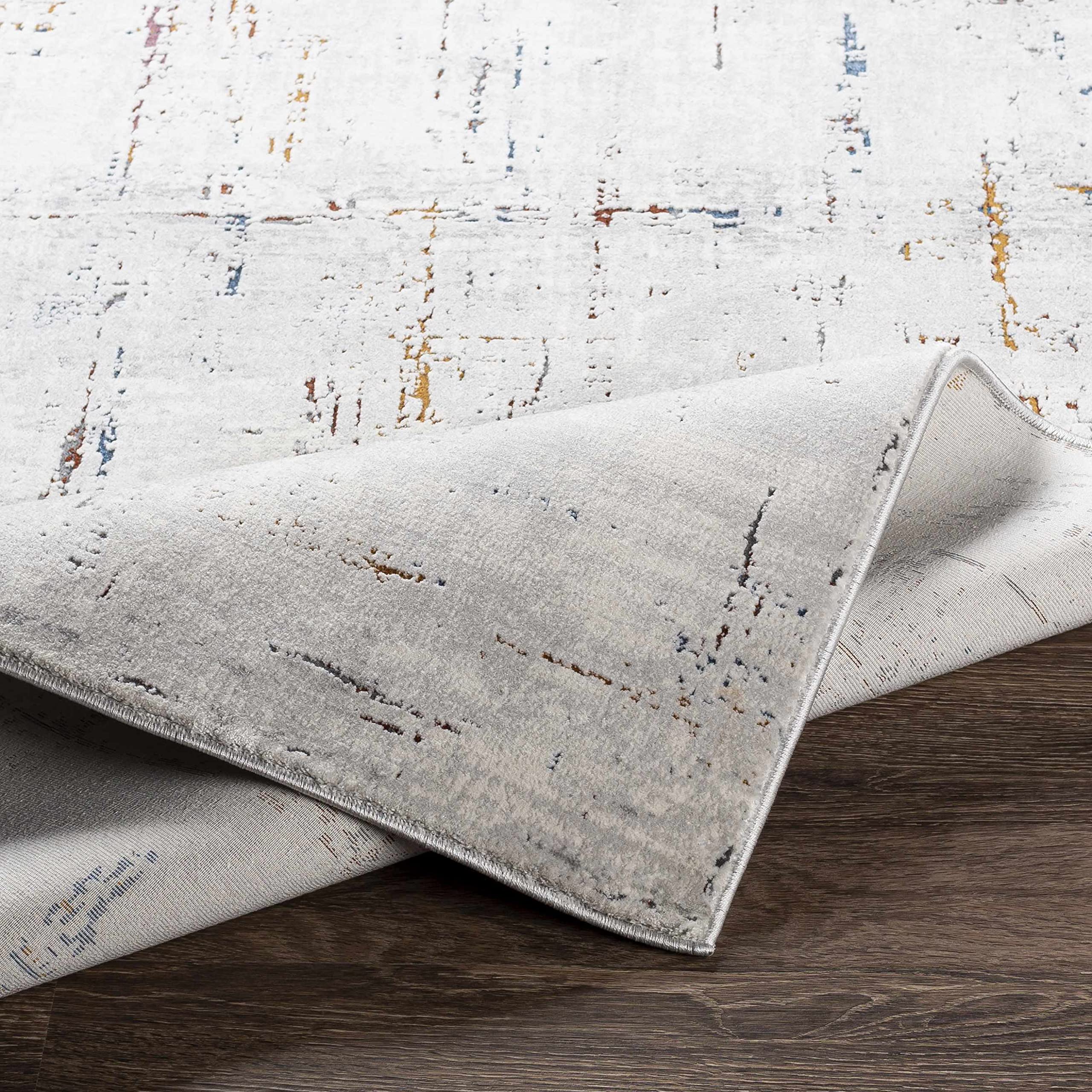 Hauteloom Concordia Modern Abstract Area Rug - Bohemian Distressed Neutral Carpet for Living Room, Bedroom, Dining Room - Gray, Beige, Orange, Red - 5'3