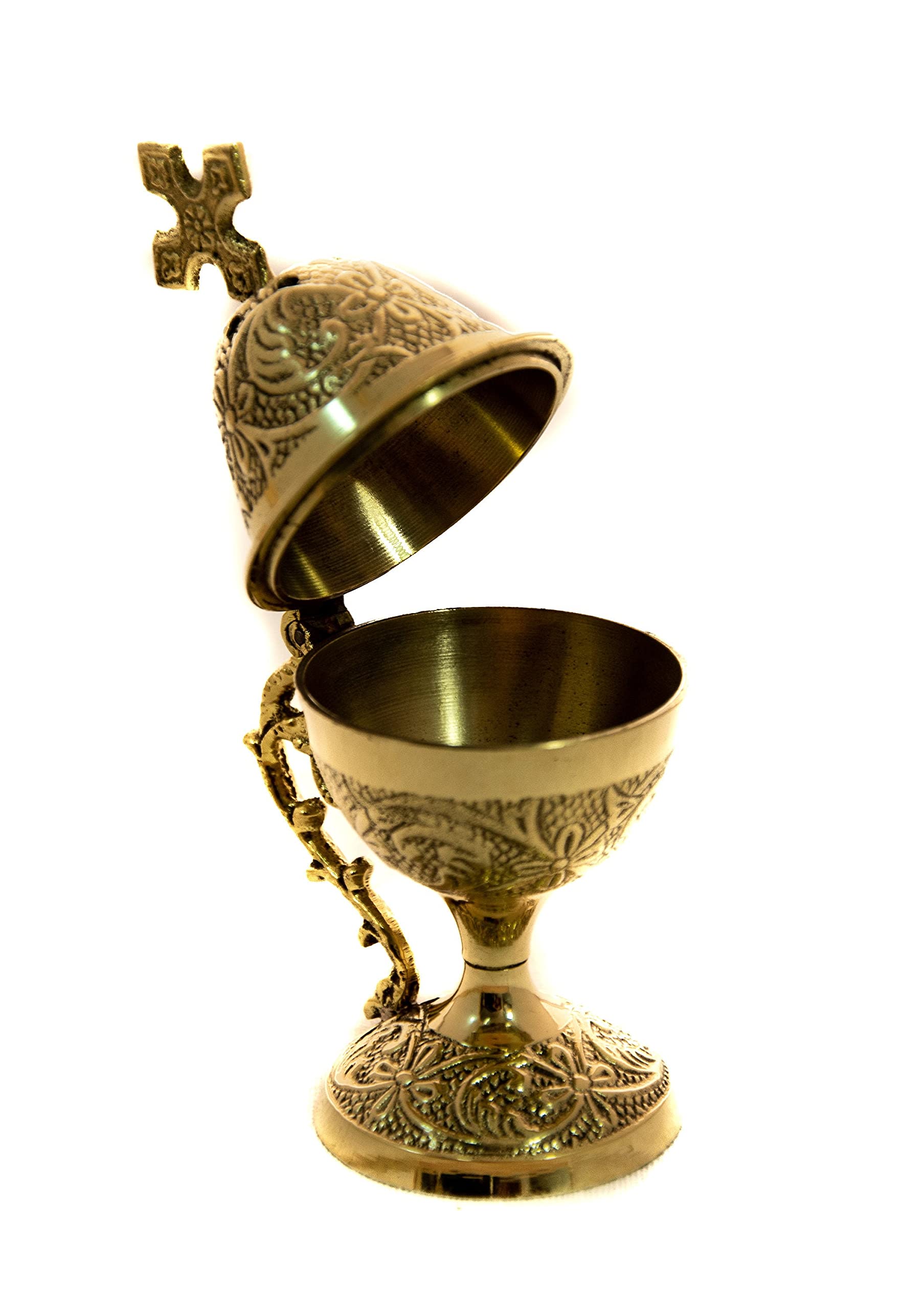 Christian Brass Resin Incense Burner - Greek Orthodox Thurible & Byzantine Metal Censer for Home - Religious Decor for Prayer, Meditation & Church Rituals
