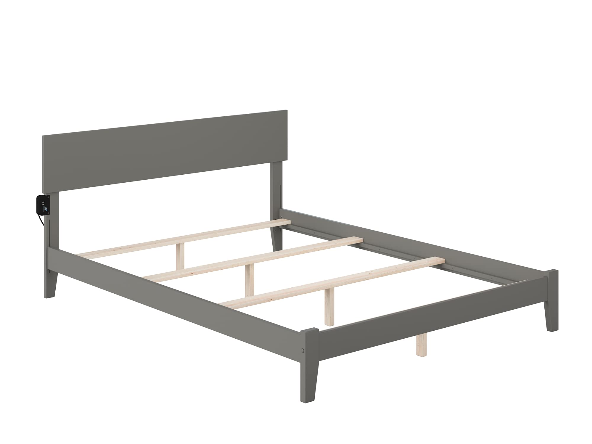 AFI Orlando Queen Size Bed Frame with USB Charging Ports, Grey - Modern Bedroom Furniture for Home & Guest Room