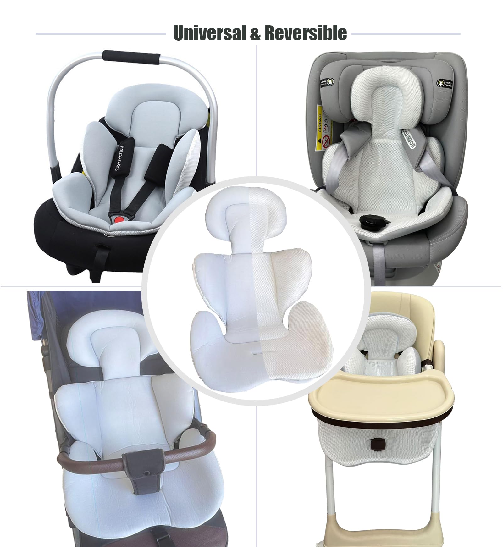 **Soft Reversible Baby Car Seat Insert & Stroller Liner - Comfy Pram Cushion for Newborns, Buggy, High Chair & Carrycot - Perfect for Travel, Shopping & Outdoor Adventures**