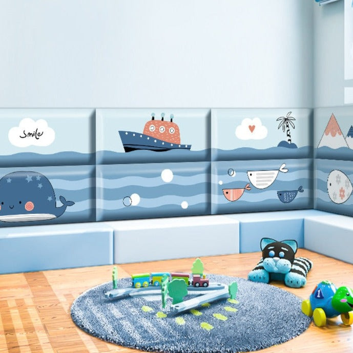 Deep Sea Divers Kids Wall Padded Safety Cushions - Soft Foam Playroom Protection for Toddlers & Children | Perfect for Bedrooms, Play Areas & Daycare Centers