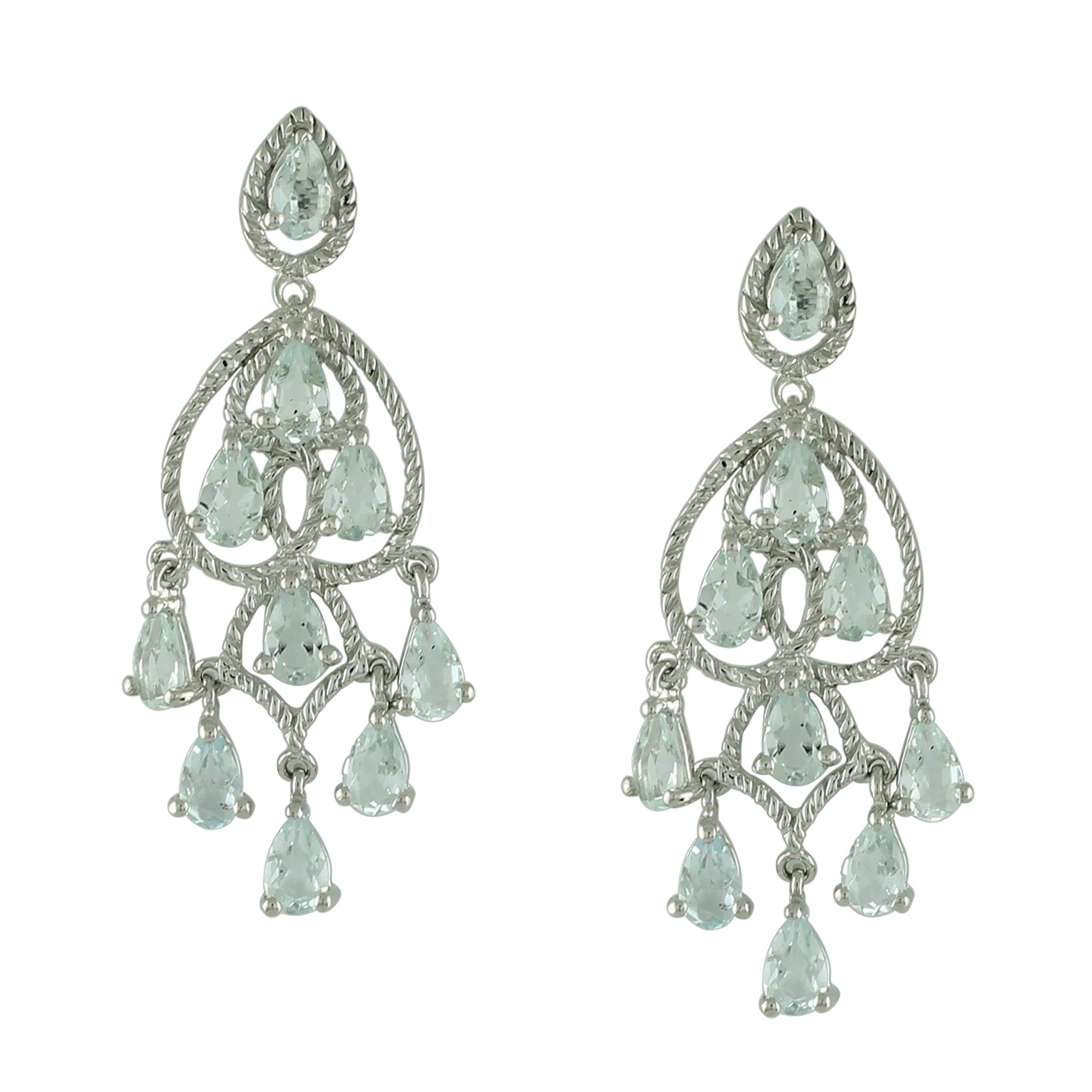 Natural Aquamarine Gemstone Pear-Shaped 925 Sterling Silver Drop Dangle Earrings – Elegant Jewelry for Women, Perfect for Weddings, Parties & Special Occasions