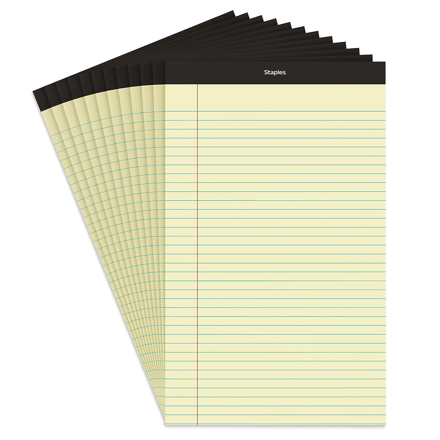 Staples Perforated Notepads - Wide Ruled Canary Yellow Legal Size (8.5