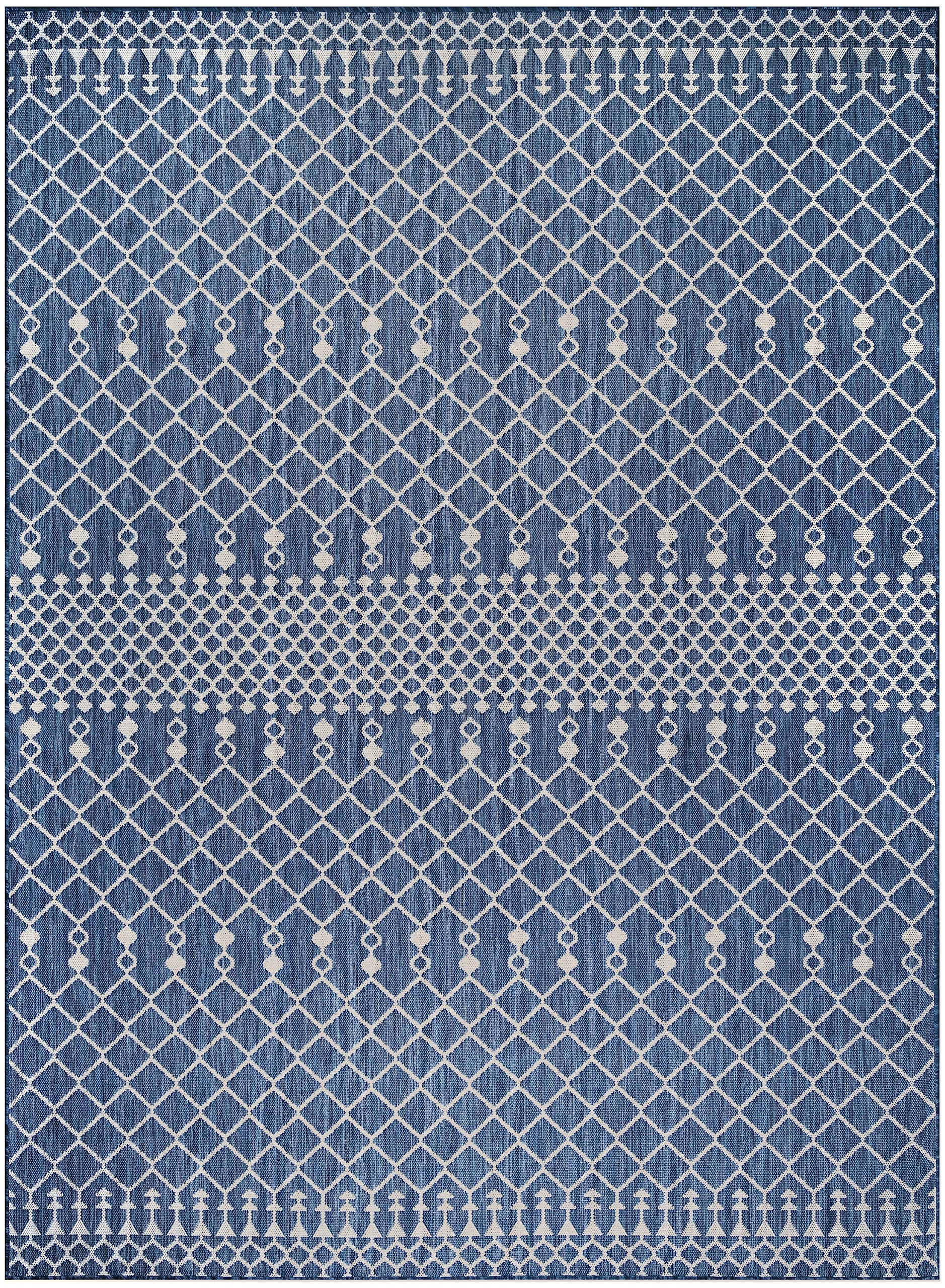 Nourison Positano 8' x 10' Navy Blue Indoor Outdoor Area Rug - Easy Clean, Non-Shedding, Stain Resistant - Perfect for Bedroom, Living Room, Dining Room, Backyard, Deck & Patio Decor