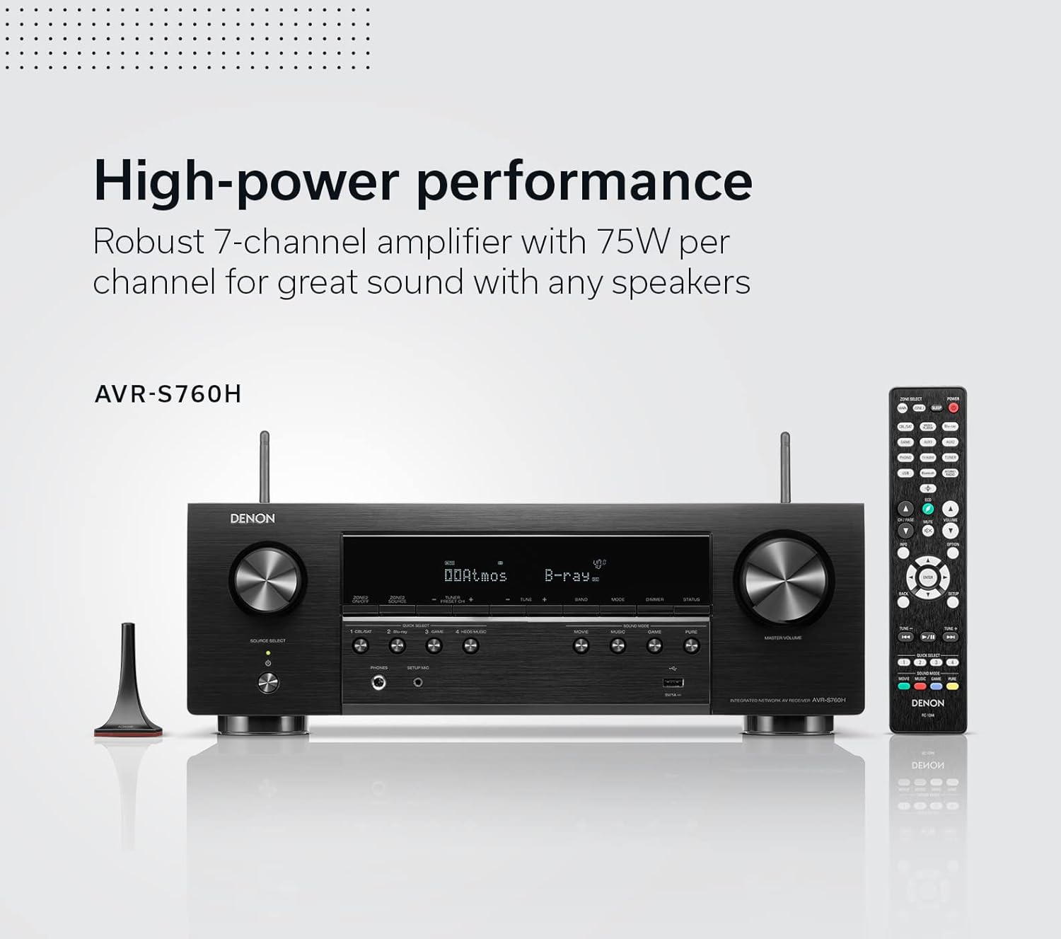 Denon AVR S760H 7.2 Channel AV Receiver with 75W per Channel, 8K Upscaling, Dolby Atmos, DTS Virtual:X | Wireless Streaming, HEOS Built-in, Alexa Voice Control | Perfect for Home Theater & Gaming Setup