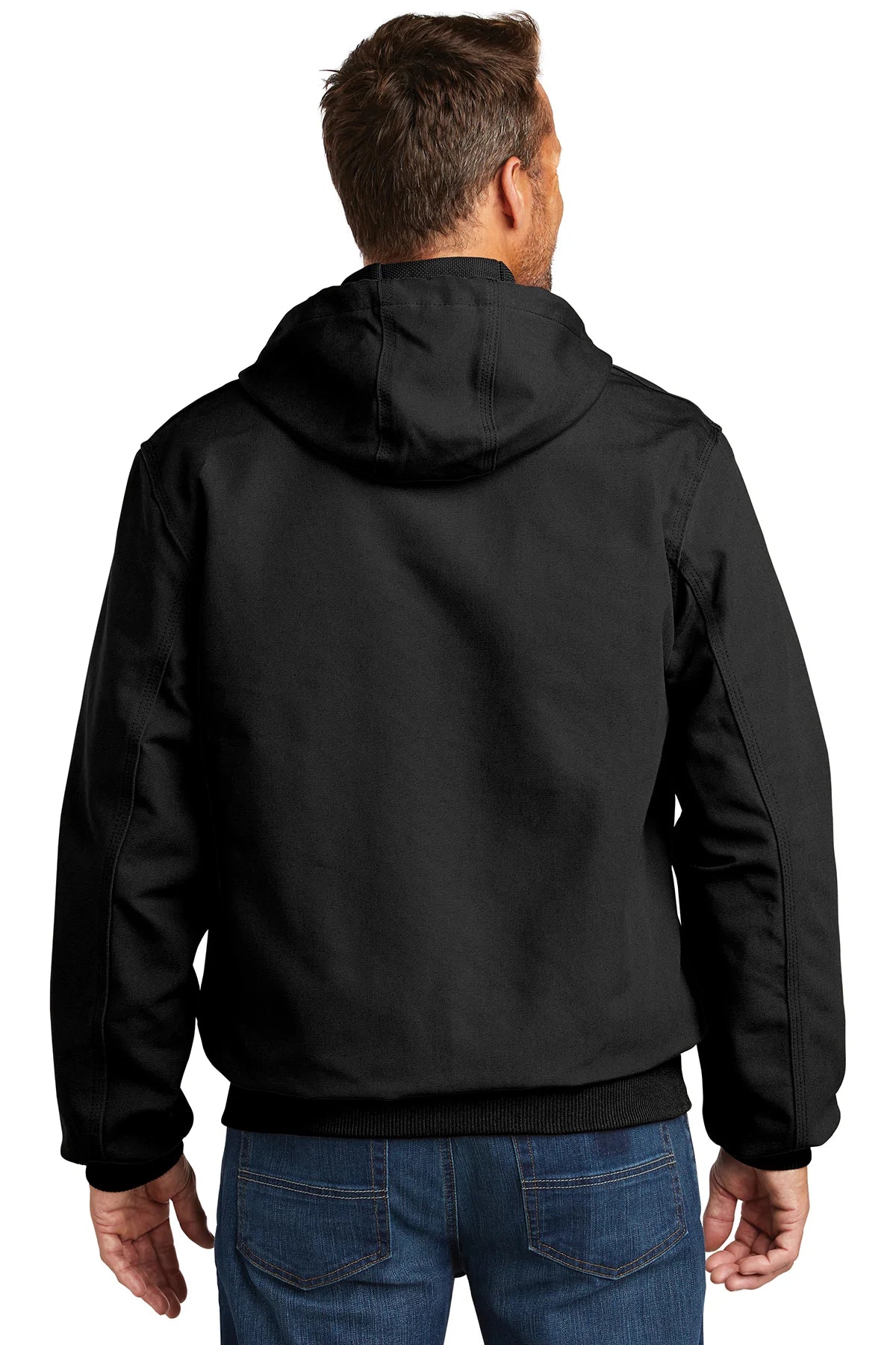 Carhartt Men's Tall Thermal Lined Duck Work Jacket - Heavy Duty Winter Coat with Insulation for Cold Weather, Black - Ideal for Construction, Farming & Outdoor Work