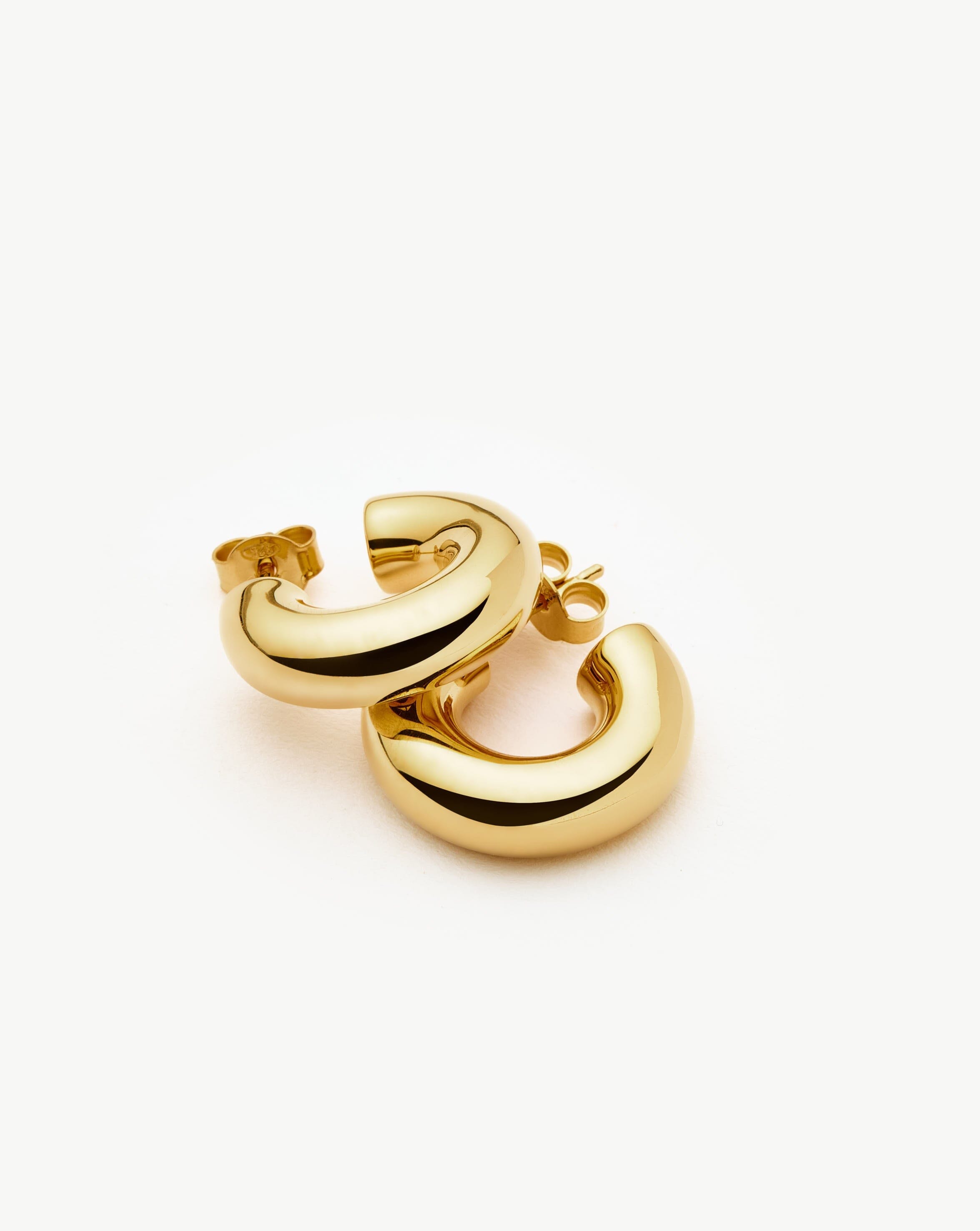 Chubby Small Hoop Earrings - 18k Gold Vermeil Dainty Huggie Earrings for Women | Everyday Wear, Gift for Her, Wedding Jewelry