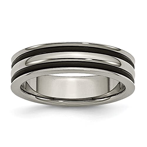 ICE CARATS 6mm Titanium Black Rubber Band Ring - Elegant Wedding & Fashion Jewelry for Women - Perfect Gift for Her - Ideal for Daily Wear, Special Occasions & Anniversary Gifts