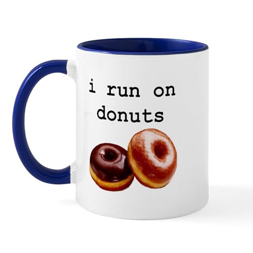 White/Navy Inside - I Run On Donuts Mug