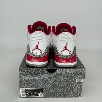 AIR JORDAN 3 Cardinal Red Retro Sneakers - Men's Size 10 (CT8532-126) - Authentic Basketball Shoes for Casual Wear & Sports