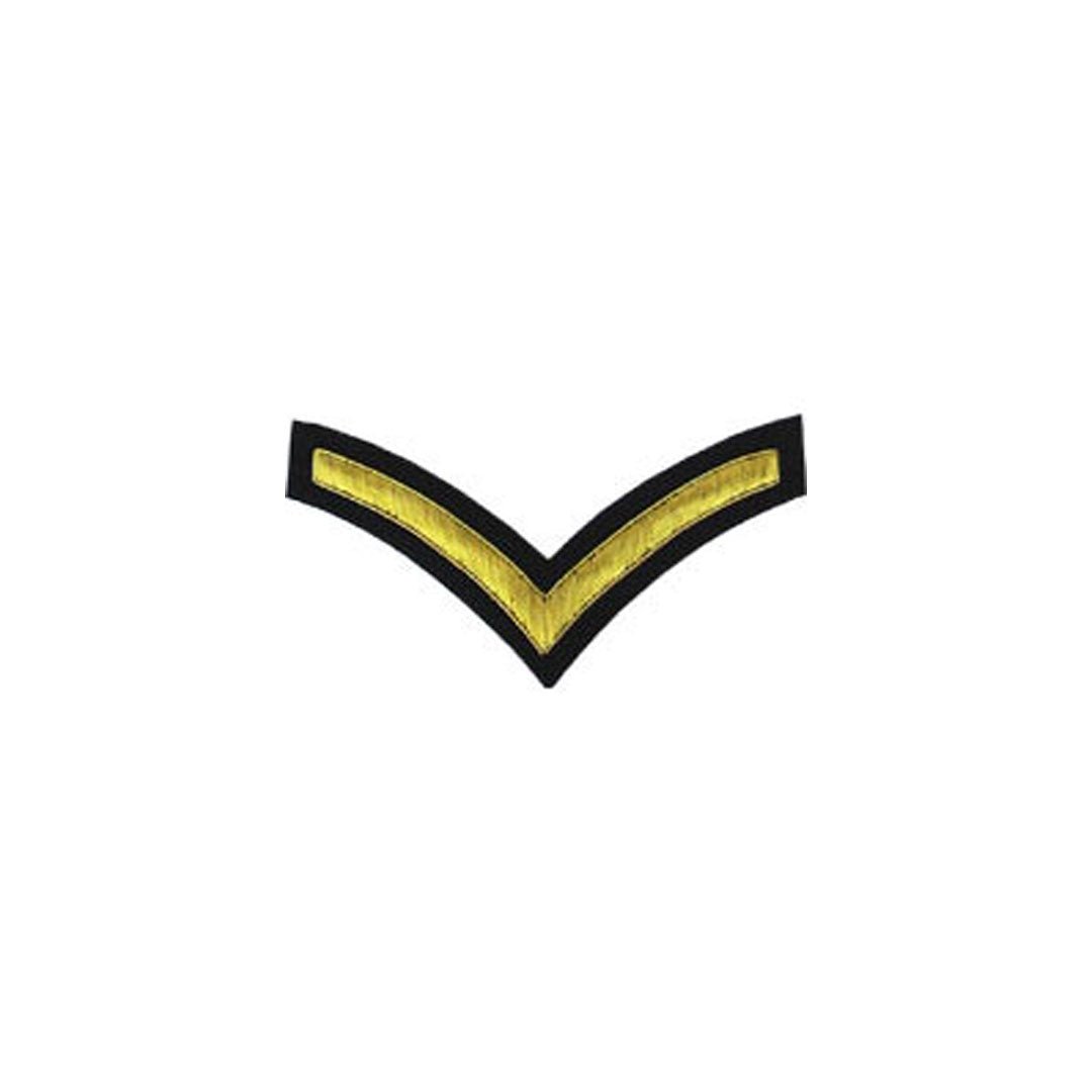 1 Stripe Chevron Badge Gold Bullion on Blue - Premium Military Style Insignia for Uniforms, Cosplay & Collectibles