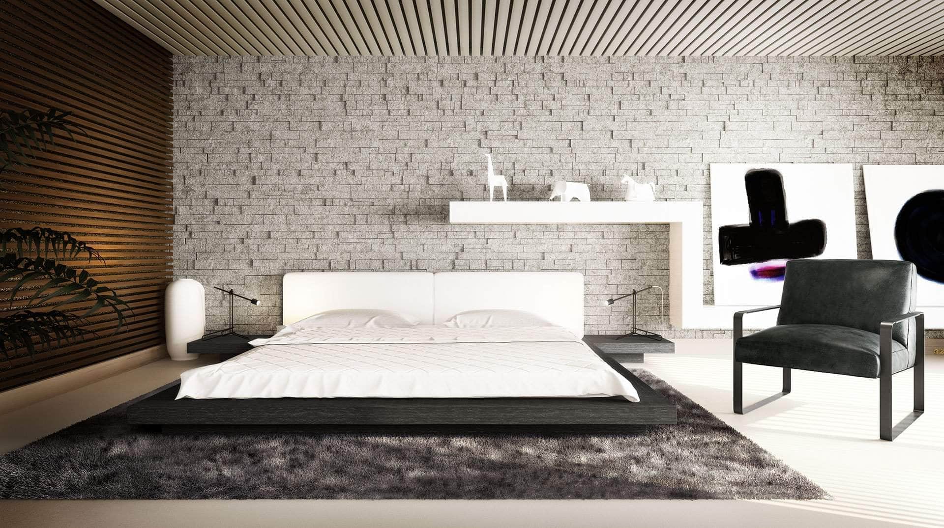 Worth Eco Leather Platform Bed - 4 Colors & 2 Sizes - Modern Minimalist Bed Frame for Small Spaces & Studio Apartments