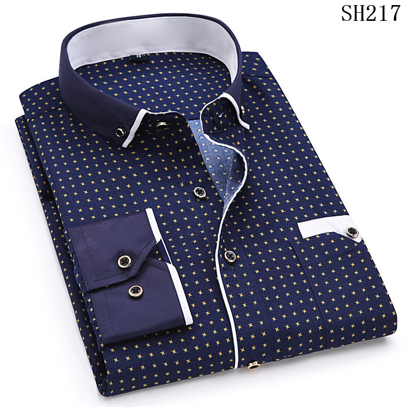 Men's Slim Fit Casual Dress Shirt - Long Sleeve Business Shirt with Stylish Print | Perfect for Office Wear, Formal Events & Professional Meetings | ST0807
