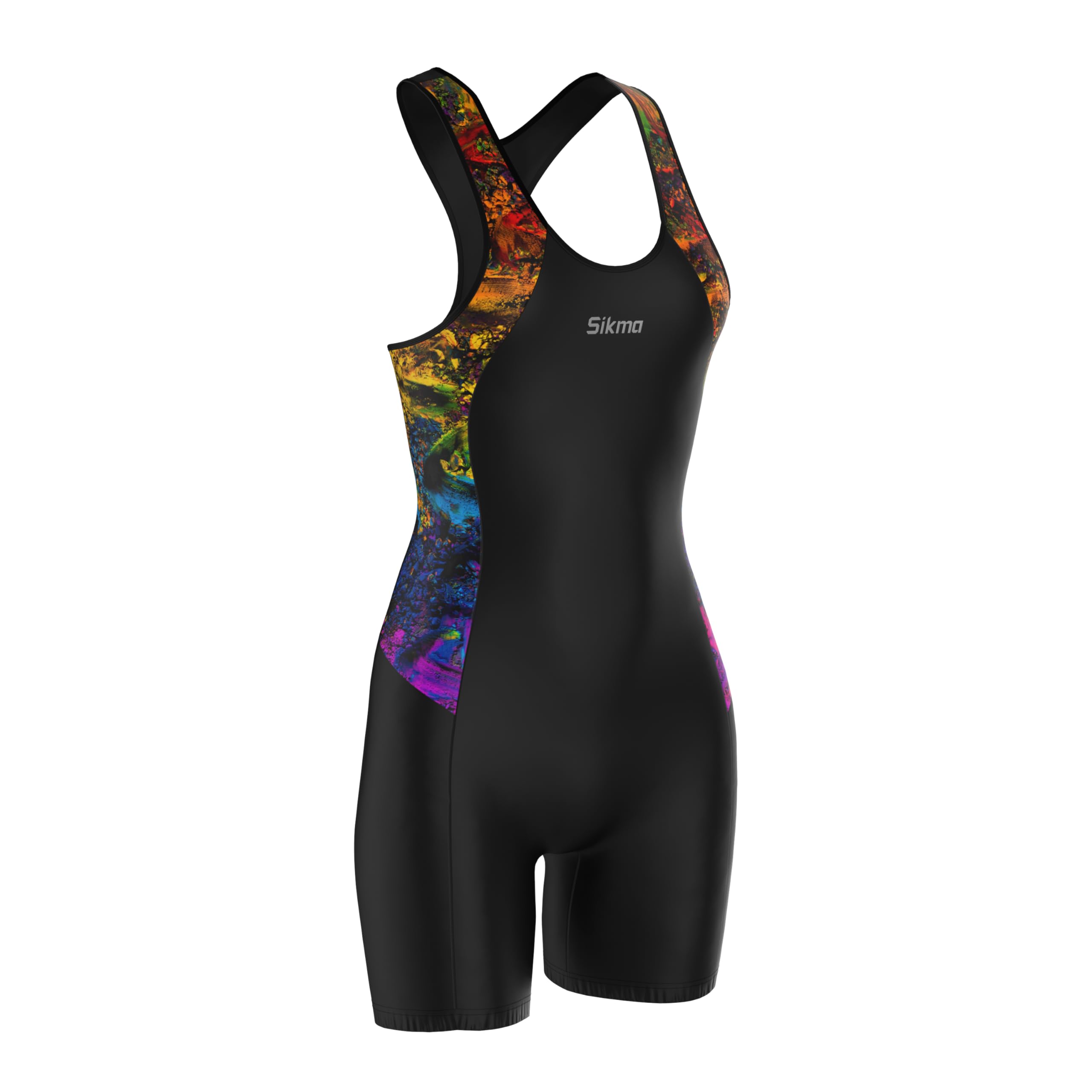 Women's Sublimated One-Piece Swimsuit with Built-in Bra & Padded Support Cups - High-Cut Boyleg Design for Swimming, Beach & Water Sports