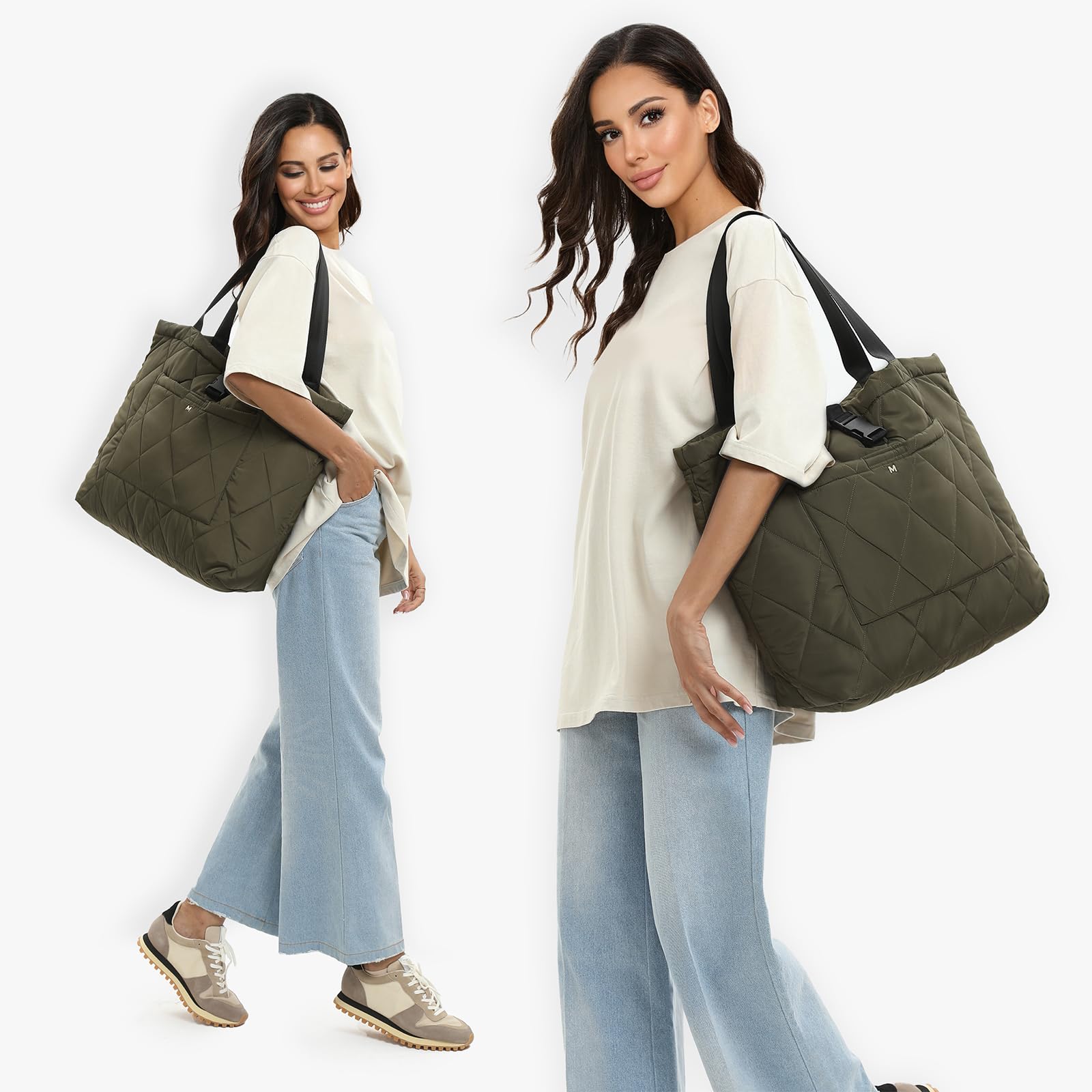 Stylish Large Tote Bags for Women - Durable Laptop Shoulder Bag with Buckle for Work, Gym & Travel | Perfect Work Tote, Commuter Bag & Weekend Getaway Essential