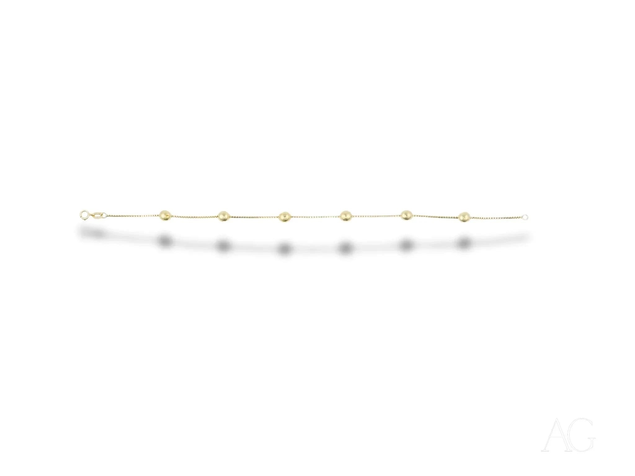 18K Gold Bracelet with Polished Spheres - Elegant & Dainty Jewelry for Women - Perfect for Weddings, Parties & Everyday Wear