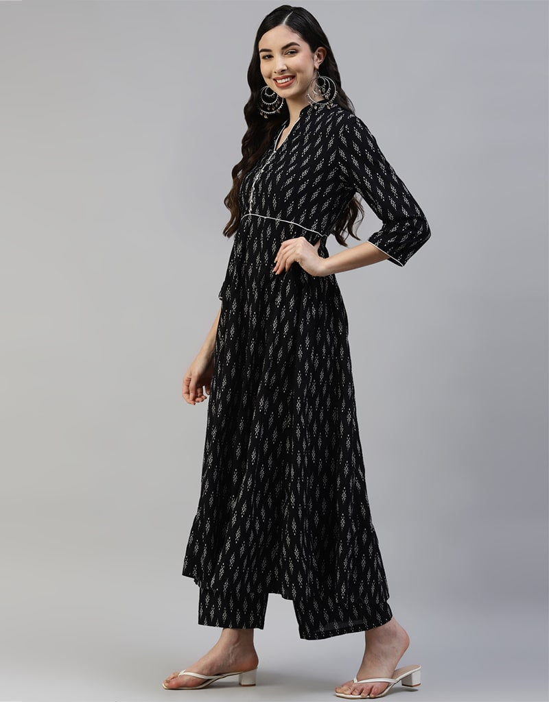 Stylish Black Cotton Palazzo Suit for Women - Comfortable & Elegant Outfit for Summer, Beach, Vacation & Casual Wear