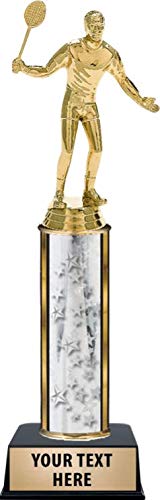 Custom Engraved Silver Badminton Trophy for Men - Personalized Crown Awards Badminton Champion Trophy | Perfect for Tournaments, Championships & Sports Awards Ceremonies