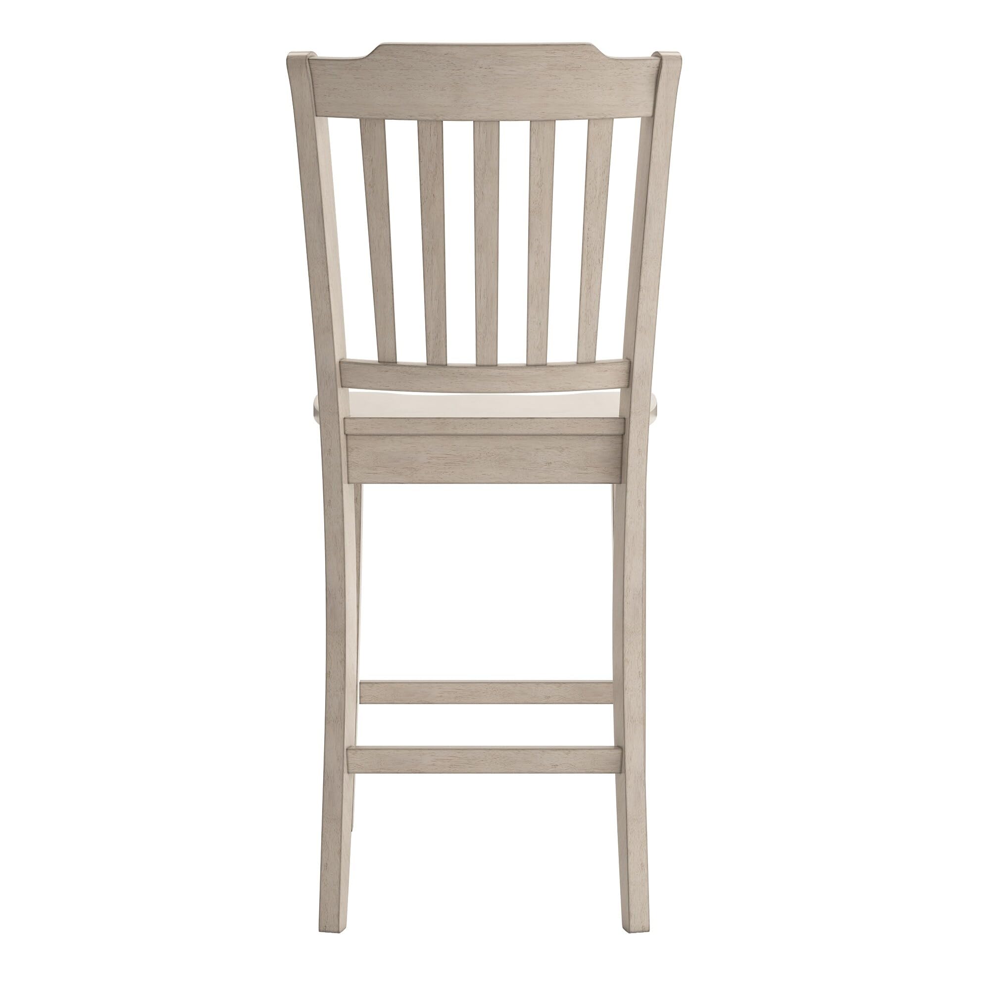 Classic Antique White Wooden Counter Stools Set of 2 - Distressed Finish Slat Back Bar Chairs for Kitchen Island, Breakfast Nook & Dining Room Decor
