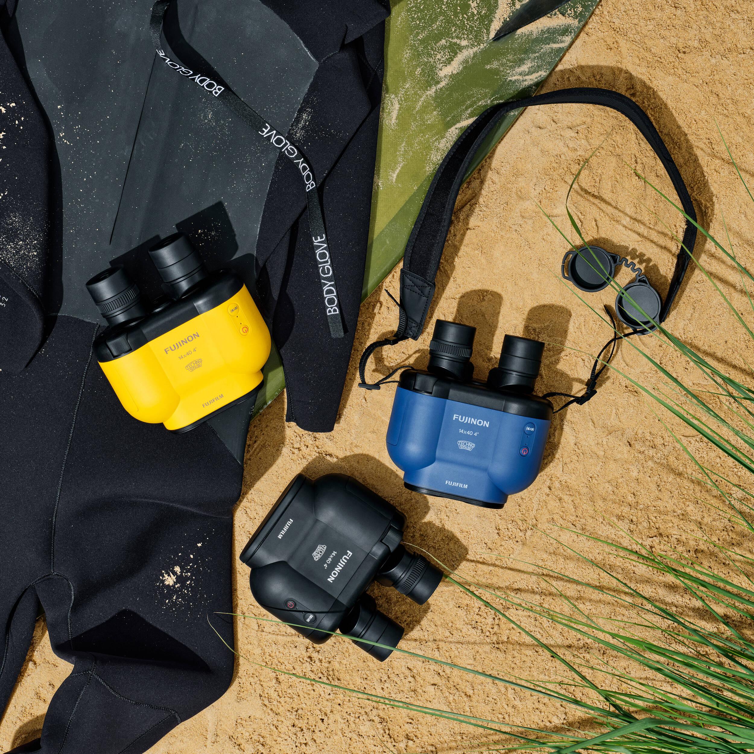 Fujinon Techno Stabi TSX 1440 14x40 Image Stabilized Binoculars - High Power Zoom for Bird Watching, Hunting & Travel (Black/Yellow/Navy Blue) | Waterproof & Fogproof Outdoor Optics