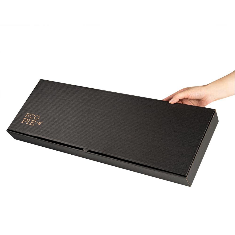 Eco-Friendly 24 x 12 x 2 Inch Flatbread Takeaway Boxes - 50 Pack Sturdy Corrugated Pizza Boxes with E-Flute Design & Tab-Lock System | Black & Kraft Paper Disposable Food Containers for Flatbreads, Pizzas, and Catering Events