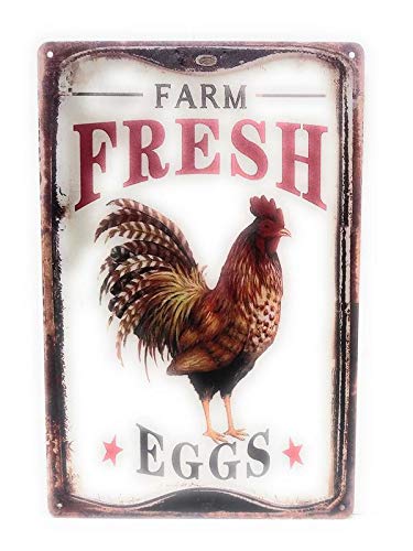 Vintage Farm Fresh Eggs Tin Sign - 8x12 Inch Rustic Barnhouse Decor for Kitchen, Restaurant & Chicken Coop - Antique Style Metal Wall Art Sign | TSC264 | Perfect for Farmhouse, Country Kitchen & Café Décor