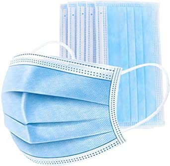 3-Ply Disposable Surgical Face Masks with Nose Wire - 100 Pack Blue - Protection Against Dust, Pollution & Germs - Ideal for Healthcare, Construction & Daily Commute