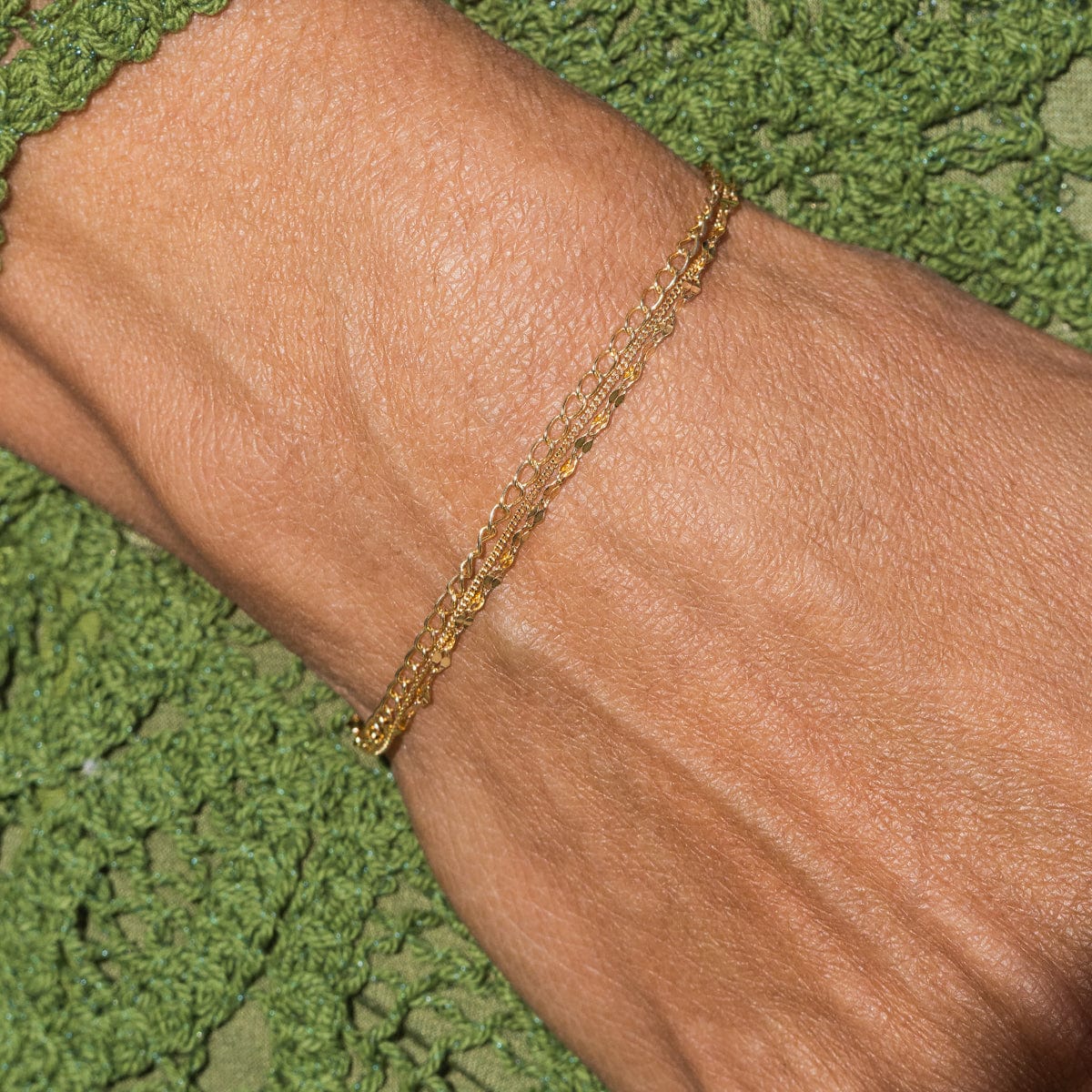 Elegant Three Chain Sparkle Bracelet for Women - Gold & Silver Layered Bracelet Set - Perfect for Parties, Weddings & Everyday Wear