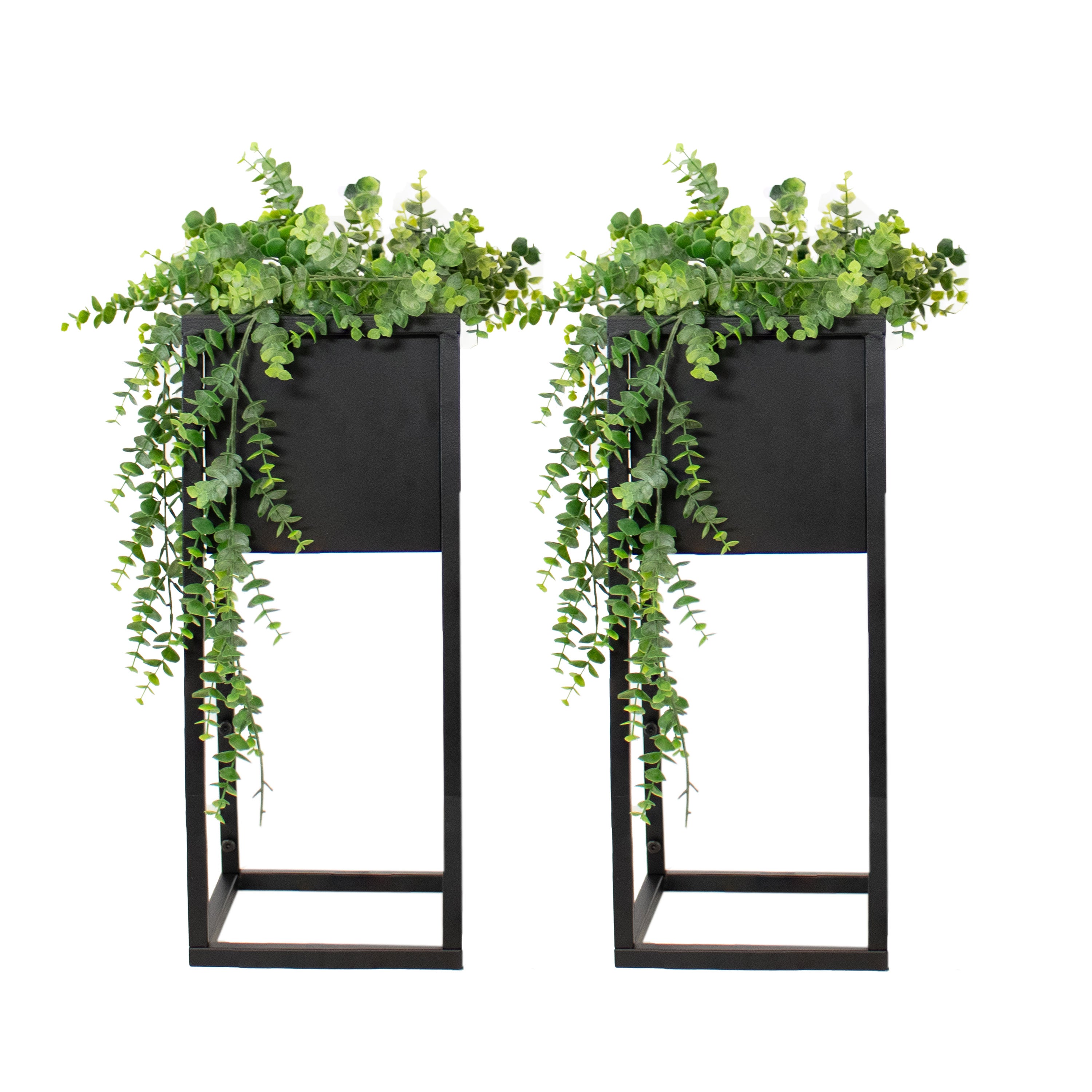 Modern Metal Planter Boxes with Legs - Set of 2, Indoor/Outdoor Garden Planters for Patio, Balcony & Home Decor - Rust-Resistant & Durable Design