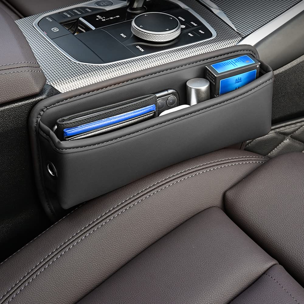 Universal Car Seat Gap Filler Organizer - Leather Storage Box for Phones, Cards & Keys | Front Seat Gap Organizer for Cars, SUVs & Trucks | Keep Your Vehicle Interior Neat & Tidy (1PC) - Perfect for Road Trips, Commuting & Daily Driving