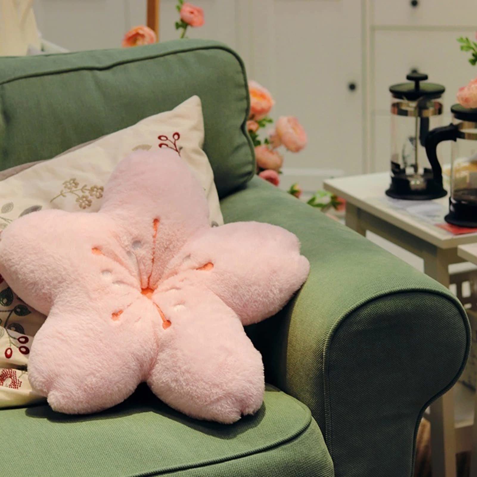 Cherry Blossom Pillow - Kawaii Pink Floral Cushion for Girls Room, Living Room Decor, Soft Plush Tatami Floor Chair Pad - Perfect for Bedroom, Bay Window, Reading Nook & Cozy Relaxation