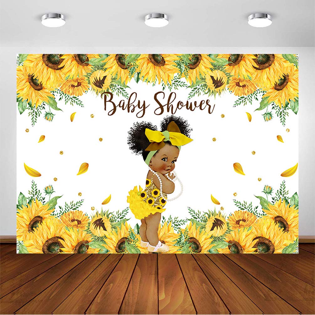 COMOPHOTO 7x5ft Sunflower Baby Shower Backdrop - Vintage Yellow Floral Photography Background for Girl's Birthday Party Decorations & Photo Props | Perfect for Baby Showers, Birthday Parties, and Photo Studio Backdrops