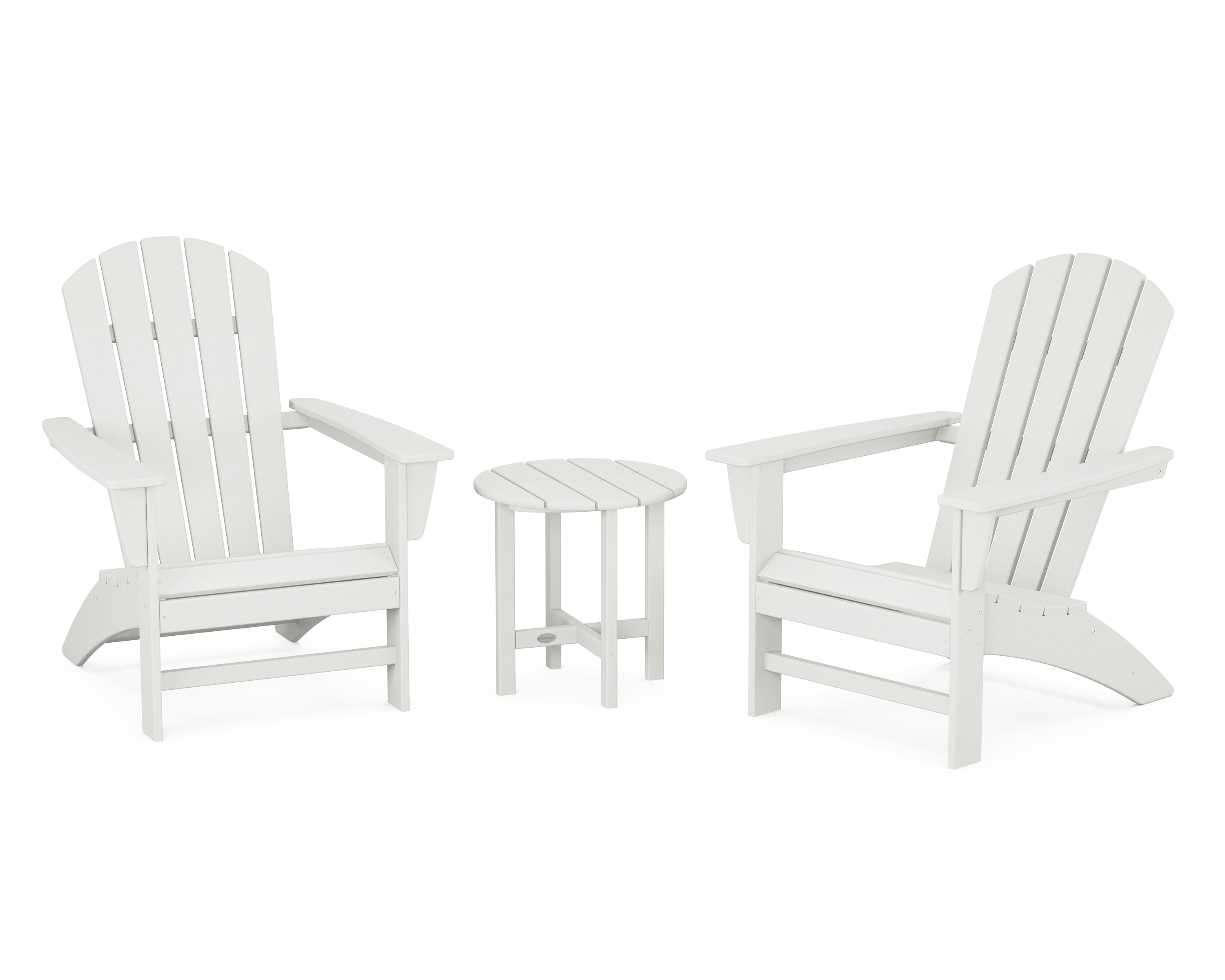 POLYWOOD Nautical 3-Piece Adirondack Chair Set - Durable Outdoor Furniture for Patio, Poolside & Beach - All-Weather Resin Wicker Chairs with Side Table