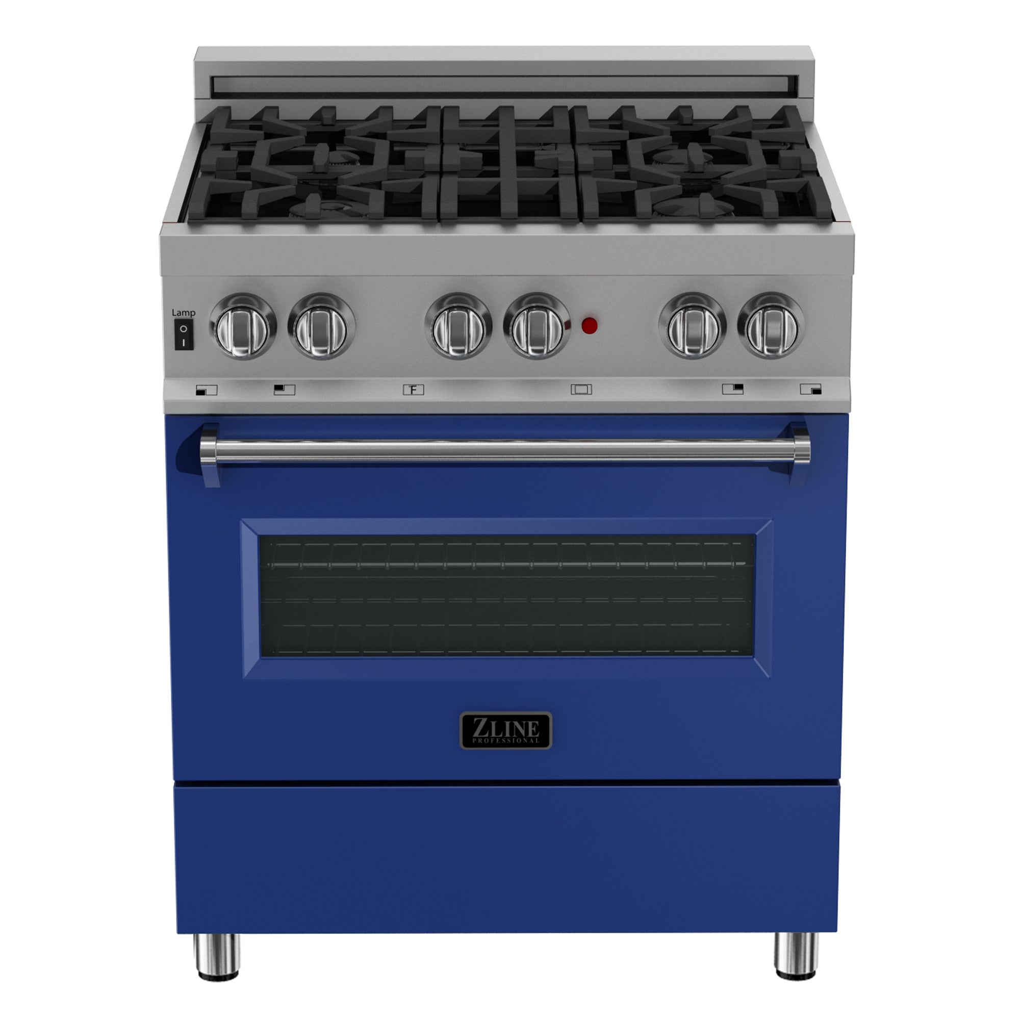 ZLINE 30 Inch 4.0 cu ft Dual Fuel Range with 4 Burner Gas Cooktop & Electric Convection Oven - Satin Stainless Steel with Blue Matte Door (RAS BM 30) - Perfect for Modern Kitchens, Home Chefs & Professional Cooking