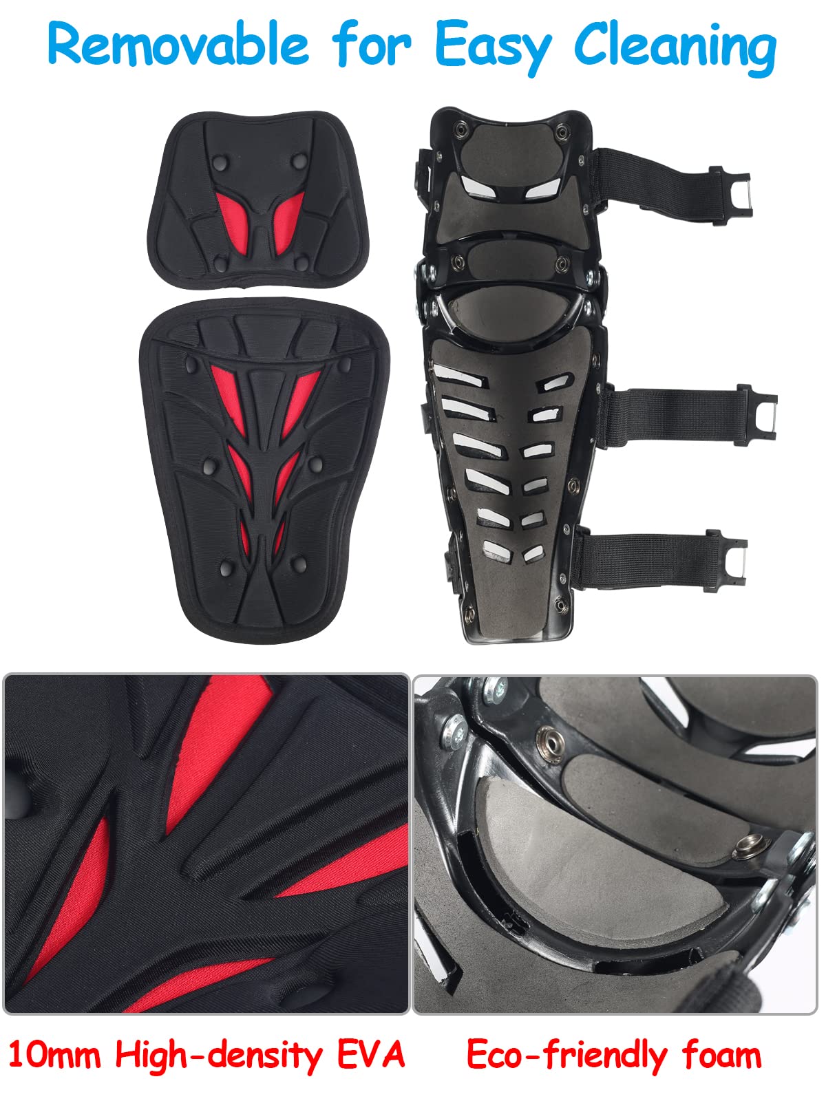 Motorcycle Knee & Shin Guards - Adjustable Long Leg Protection Pads for Men | Crash Proof & Bendable MTB Motocross Gear | Ideal for Off-Road Riding, Racing & Adventure Motorcycling