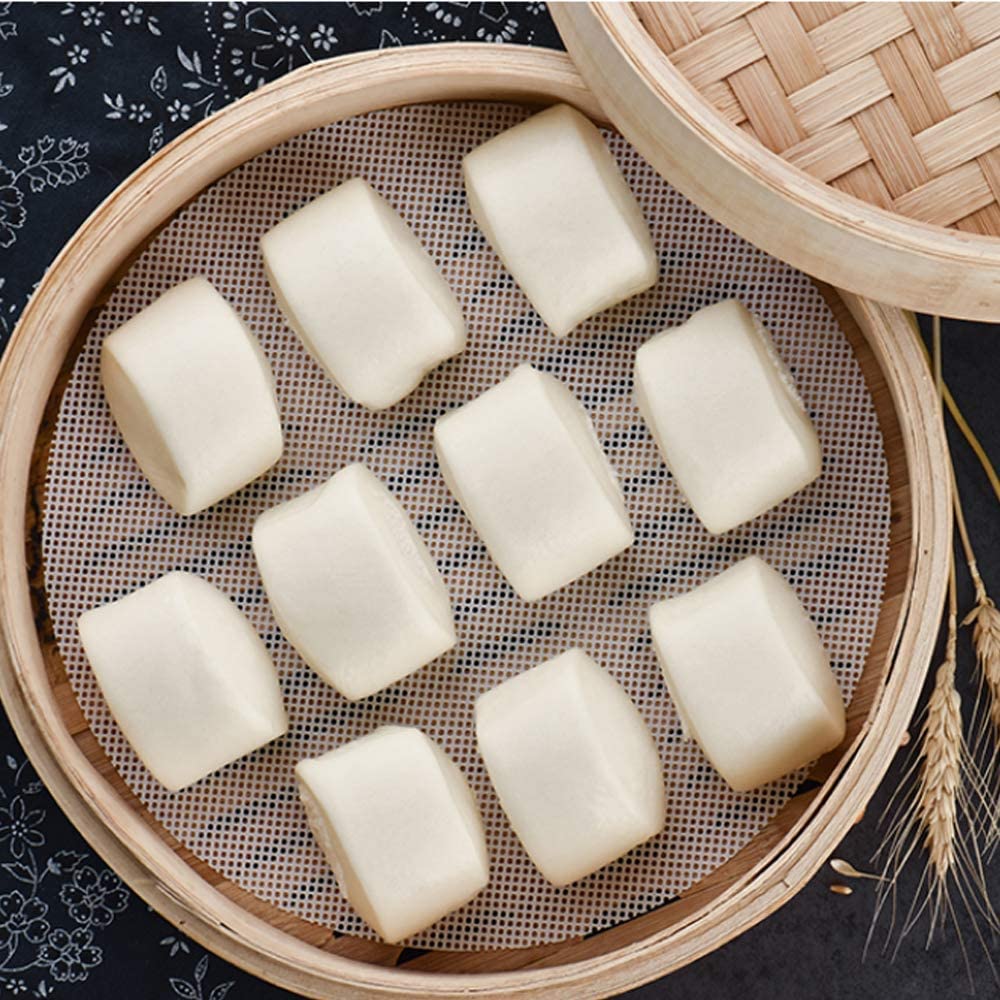 LongFite Silicone Steamer Mat Set - 3 Pack Reusable Non-Stick Steaming Mesh Pads for Vegetables, Rice, Dumplings & Dim Sum | Perfect for Bamboo Steamers, Cooking & Healthy Meal Prep