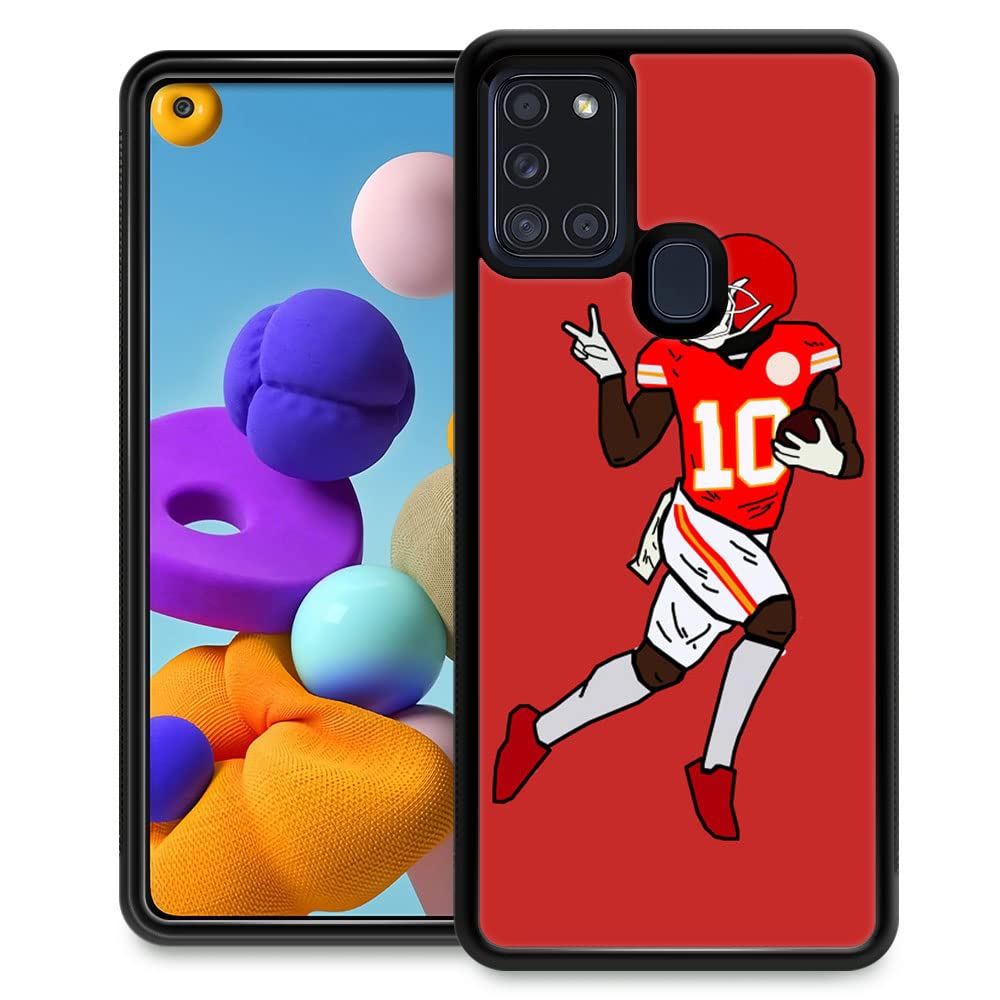 Samsung Galaxy A21S Case (6.5-inch) - Red Number 10 Shockproof Protective Cover with Tempered Glass Back & Soft Silicone TPU - Perfect for Daily Use, Work, and Travel Protection