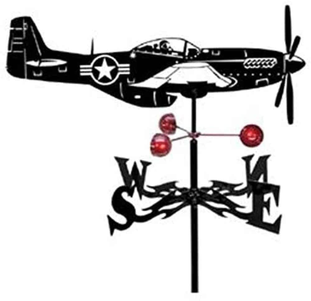 Farmhouse Weather Vane for Roof Mount - Rustic Outdoor Garden Decor with Mustang Aircraft Design - Perfect for Yard, Patio, and Farmhouse Roof Decoration | Great Gift for Homeowners and Garden Lovers