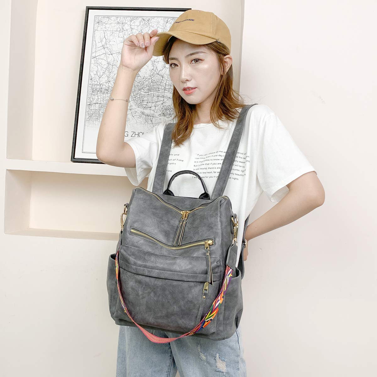 Stylish Women's Convertible Backpack Purse - Multipurpose Fashion Shoulder Bag for Travel, Work & Daily Use | Durable Satchel Handbag with Adjustable Straps