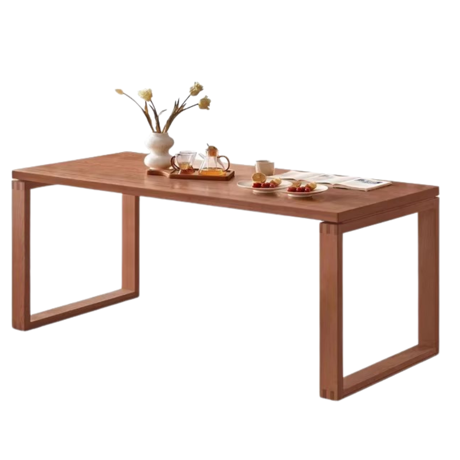 Solid Wood Dining Table - Beech & Oak Large Farmhouse Table for 8 - Perfect for Family Gatherings & Dinner Parties