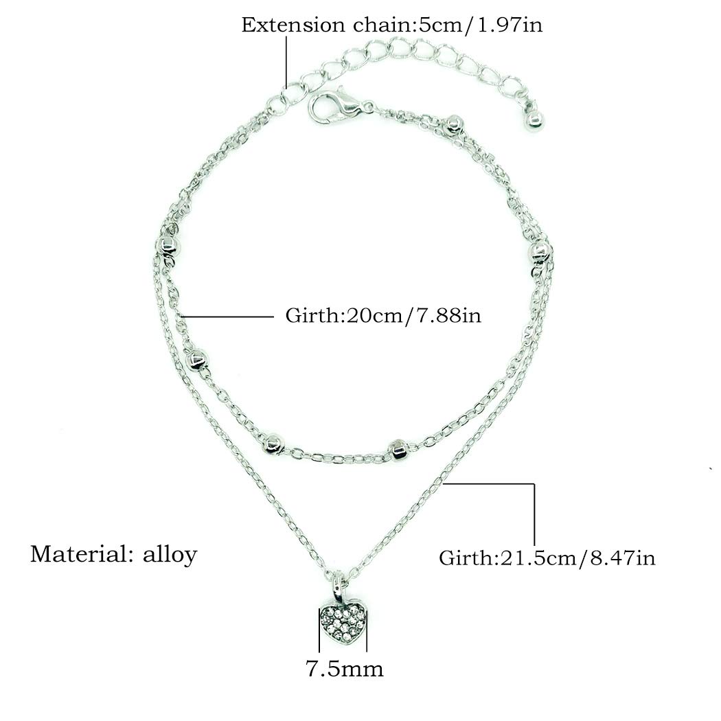 Wedity Adjustable 2-Layer Peach Heart Anklet Bracelet for Women & Girls - Perfect for Beach, Summer & Boho Style Jewelry